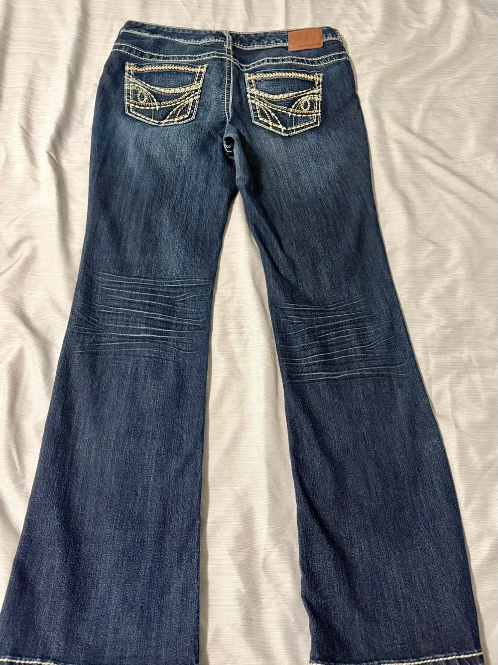 Maurices Dark Blue Flare Jeans with Contrast Stitching